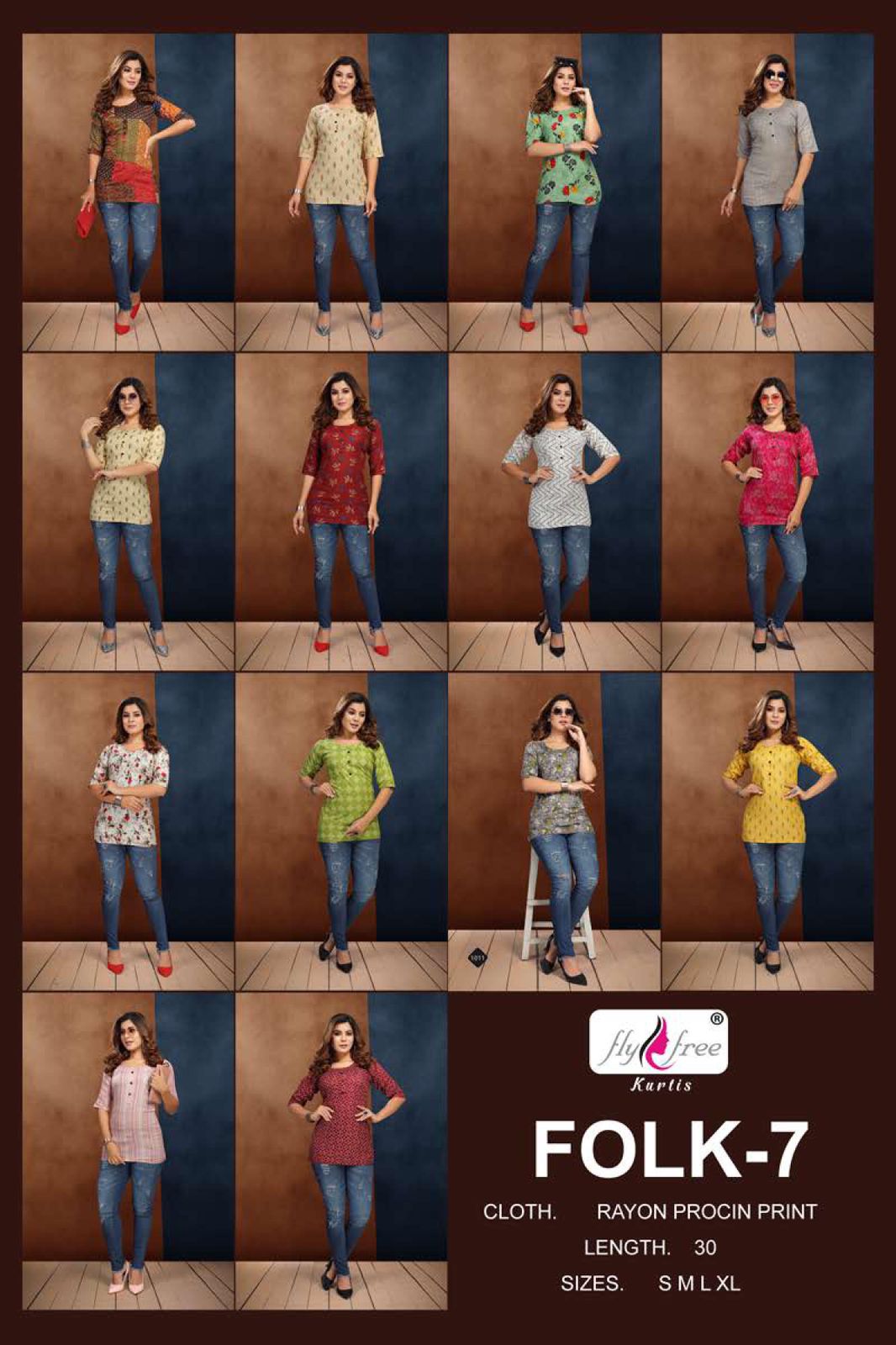 Fly Free Folk 7 Casual Wear Designer Rayon Fancy Ladies Top Collection